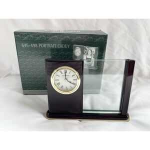 Howard Miller Portrait Caddy 3.5x5 Photo Rosewood Finish Quartz Clock 645-498